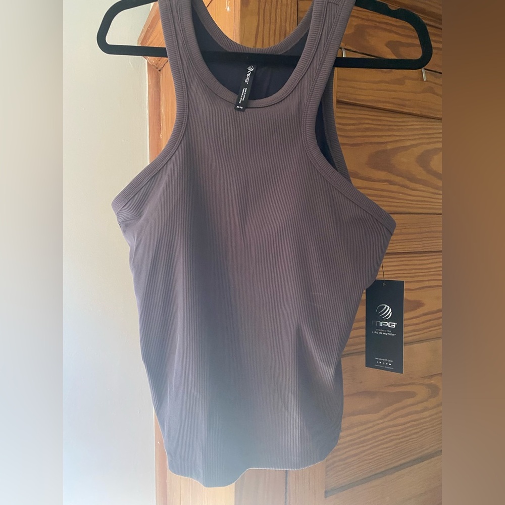 MPG Brown Sleeveless Fitted Tank Top